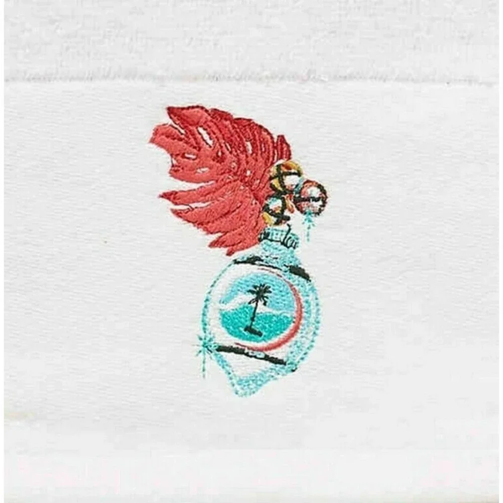 Tommy Bahama Christmas Hand Towels Happy Huladays Set of 2 Palm Tree Embroidered